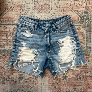 American Eagle Outfitters Light Blue Distressed Denim Shorts